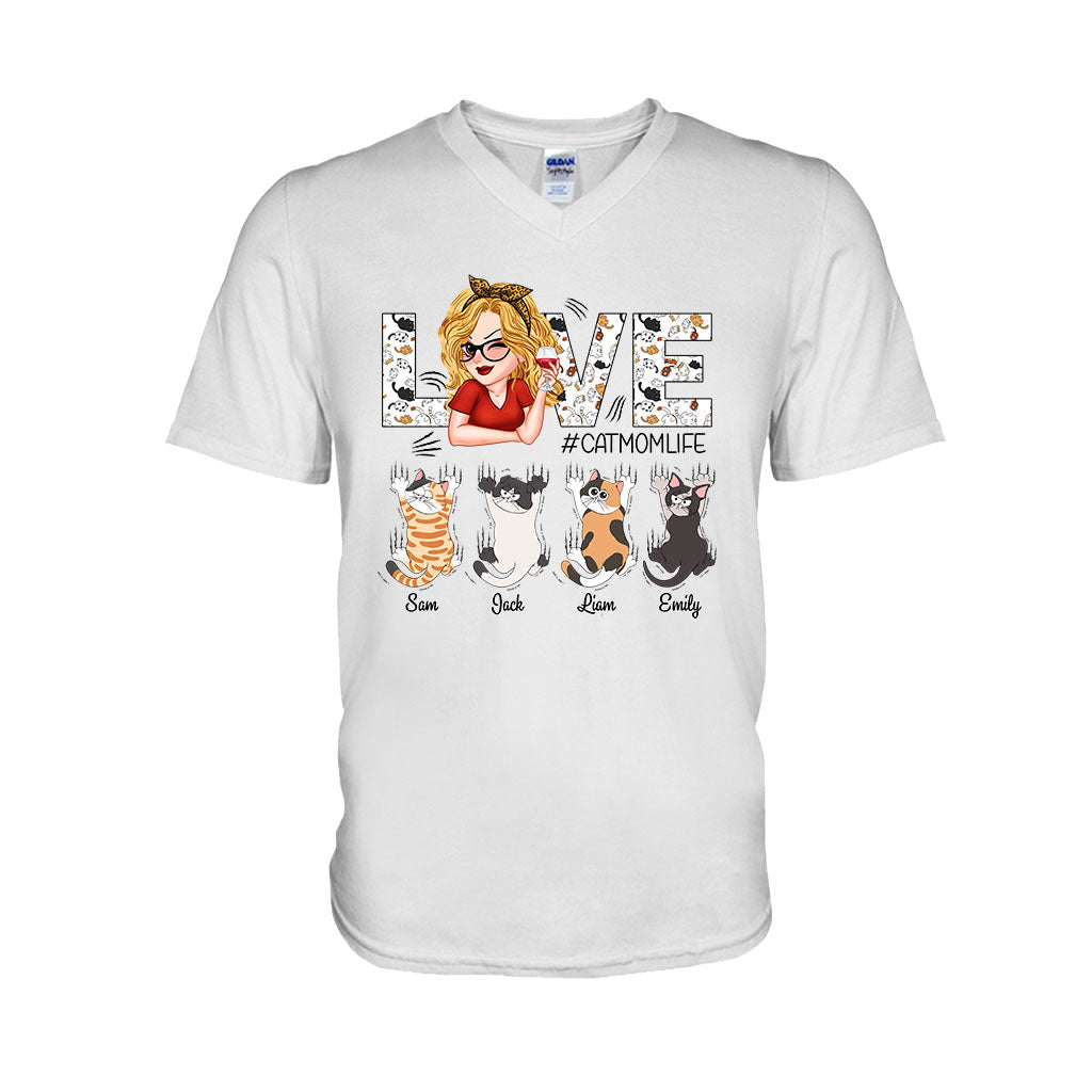 Liebe das Leben als Katzenmama – Personalisiertes Katzen-T-Shirt und Hoodie
