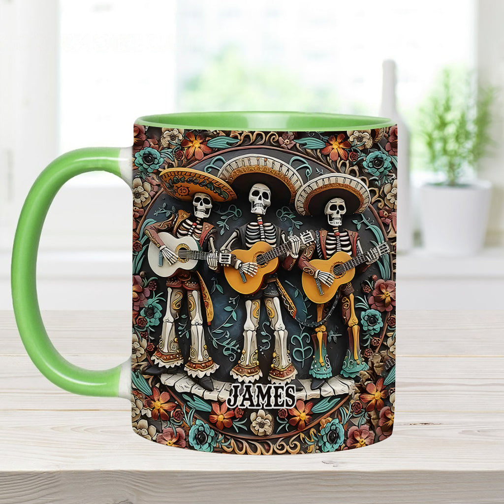 Skelett-Trio – Personalisierte Tasse mit Totenkopf-Akzent