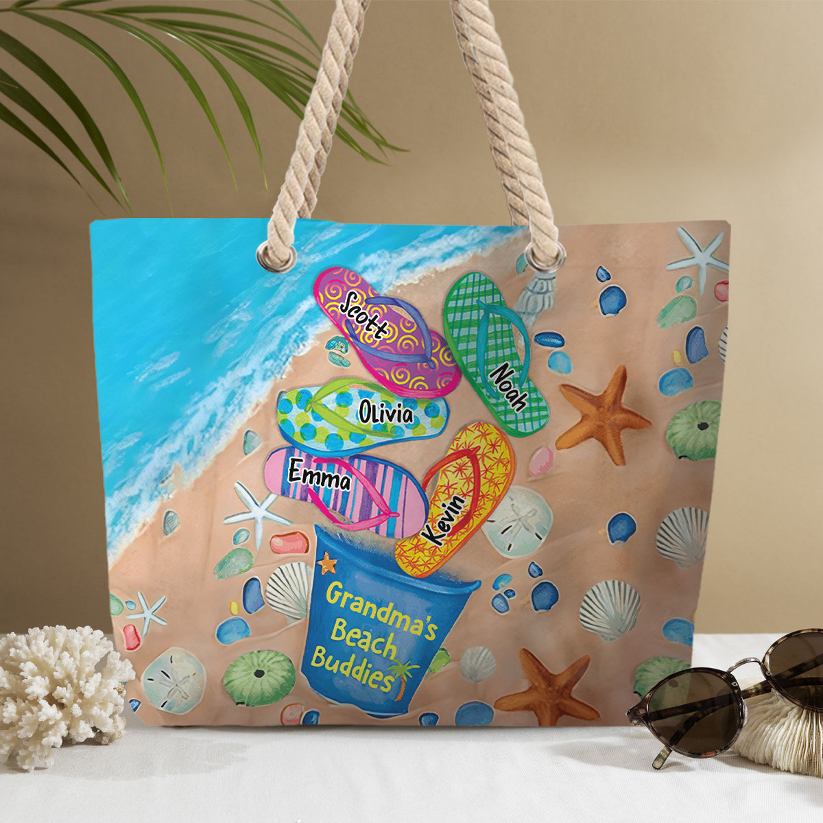 Omas Strandfreunde – Personalisierte Strandtasche für Oma