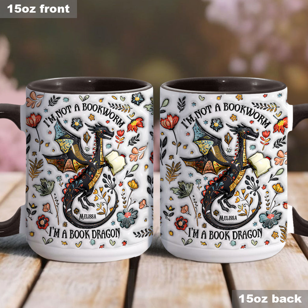 I'm Not A Book Worm I'm A Book Dragon - Personalized Book Accent Mug
