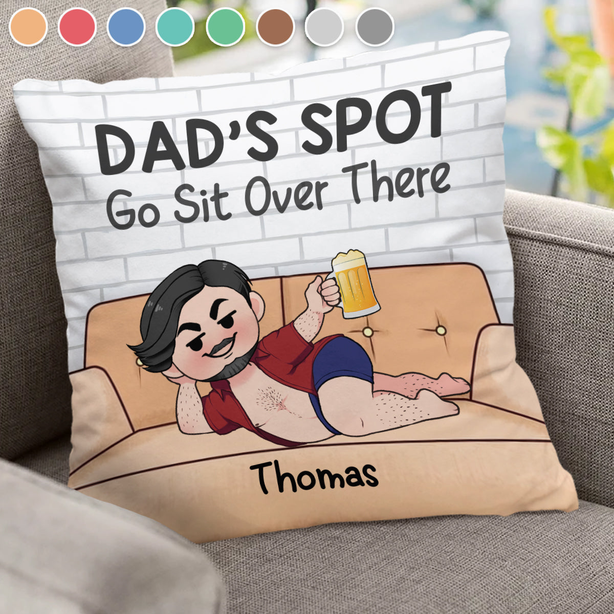Papas Platz – Setz dich da drüben hin – Personalisiertes Vater-Kissen