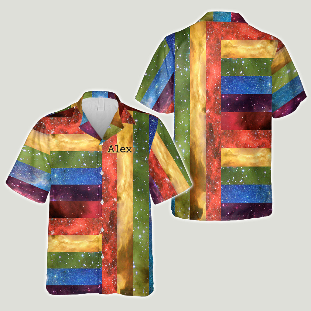Regenbogen-Pride-Muster Galaxy - Personalisiertes Hawaiihemd zur Unterstützung der LGBTQ+-Community