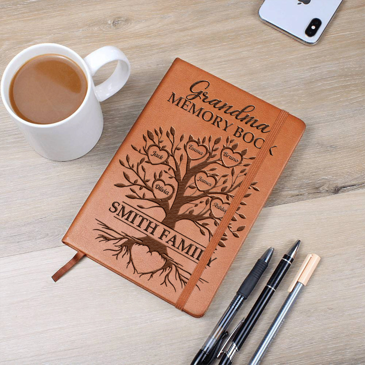 Grandma/ Grandpa/ Abuela... Memory book - Personalized Grandma Leather Journal