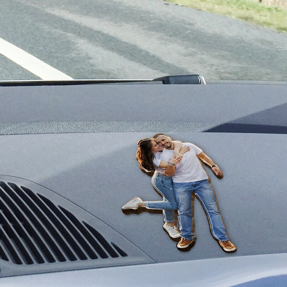 Ich liebe dich bis zum Mond und zurück – Personalisierter Auto-Sonnenblendenclip in Pärchenform