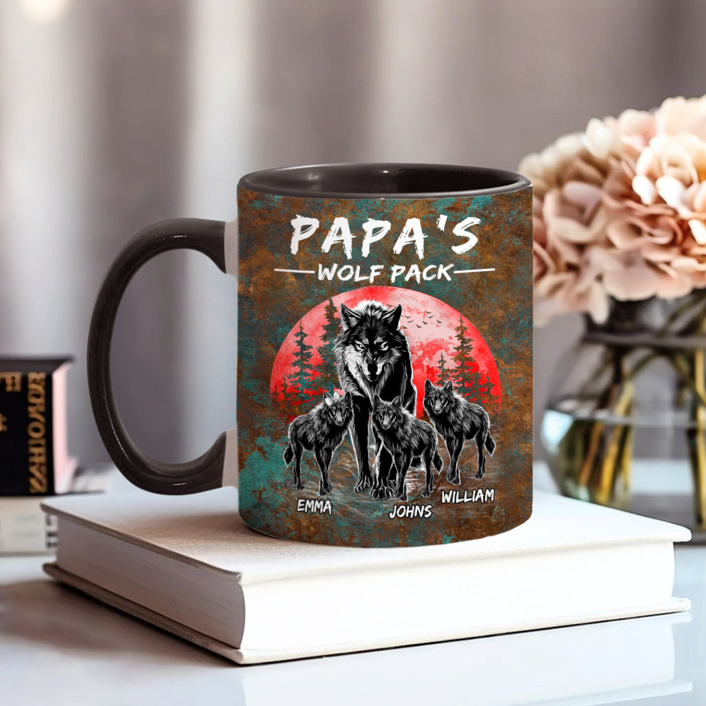 Opas Wolfsrudel – Personalisierte Tasse mit Vater-Akzent