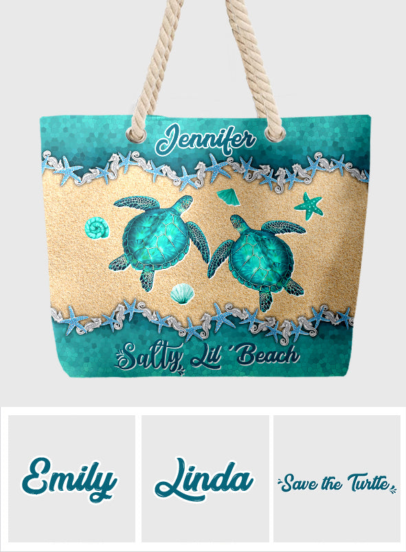 Strandtasche „Beach Please Turtle Version“ – Personalisierte Schildkröten-Strandtasche