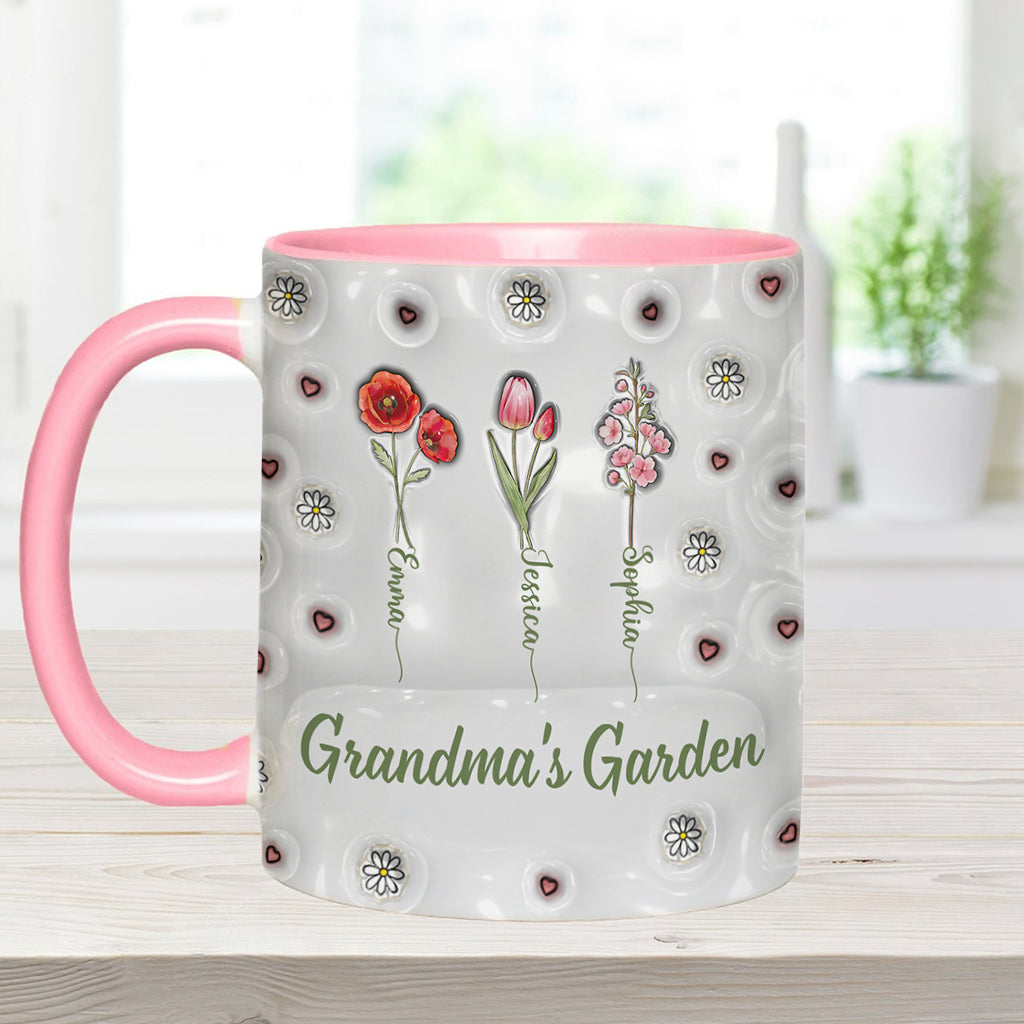 Geburtsmonatsblumen aus Omas Garten – Personalisierte Tasse mit Oma-Motiv
