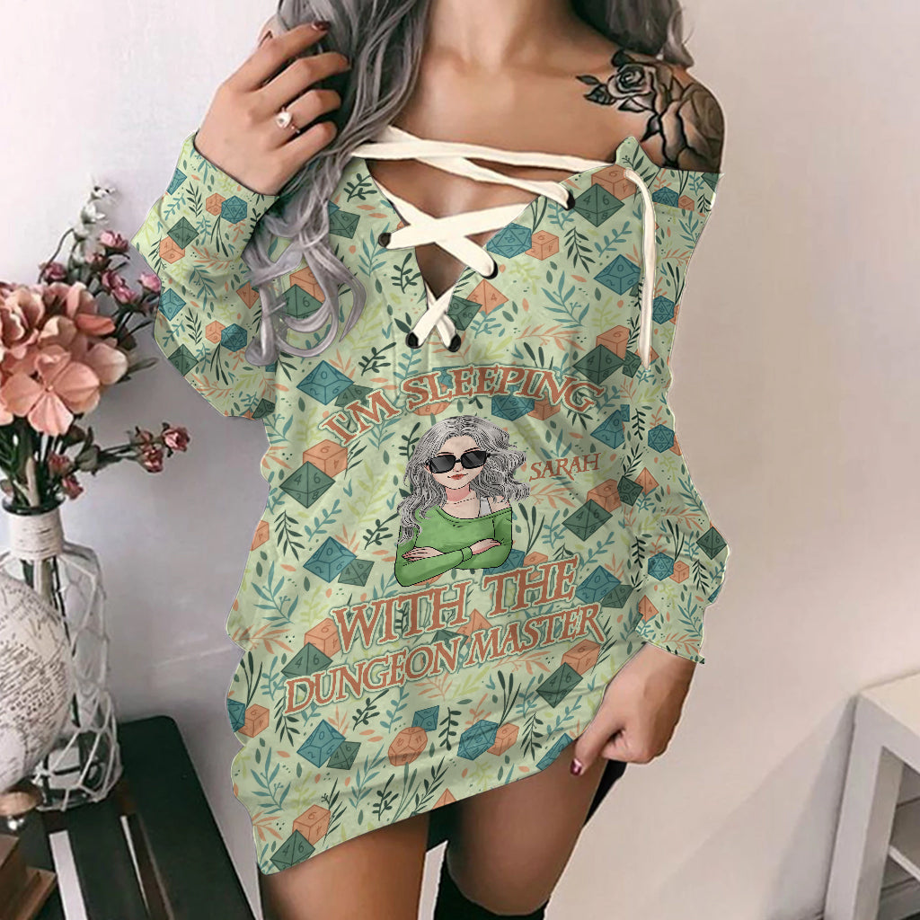 I'm Sleeping With The Dungeon Master - Personalized RPG Off Shoulder Long Sleeve Dress