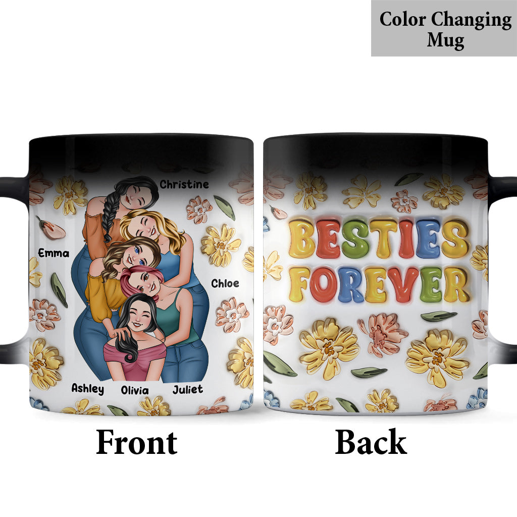 Besties Forever Floral Style - Personalized Bestie Mug