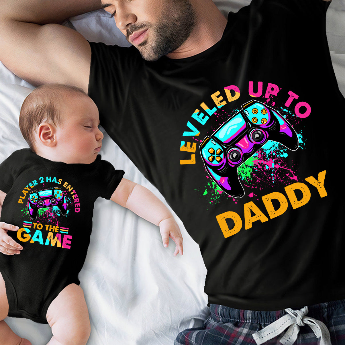 Werde zum Papa-Opa... - Personalisiertes Videospiel-T-Shirt und Babybody