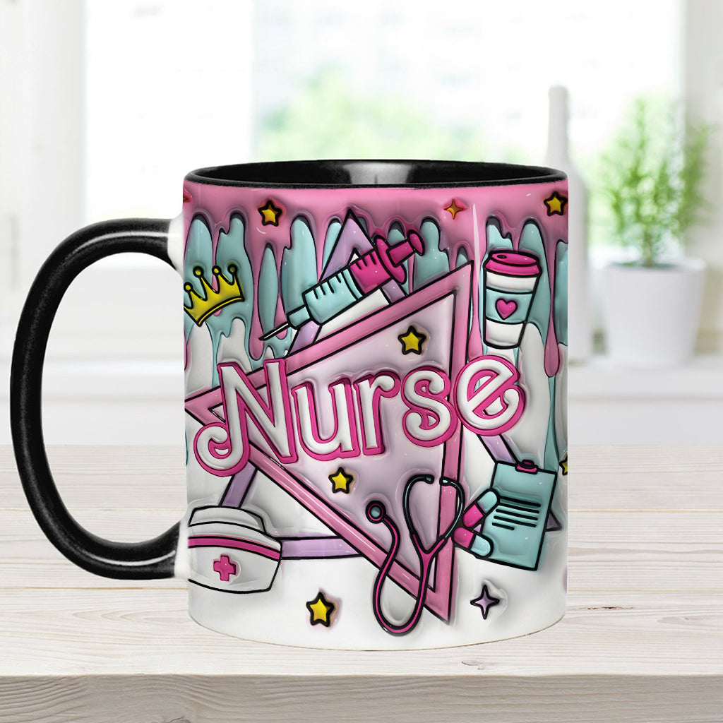 Krankenschwester-Puppe in Rosa - Personalisierte Tasse mit Krankenschwester-Motiv