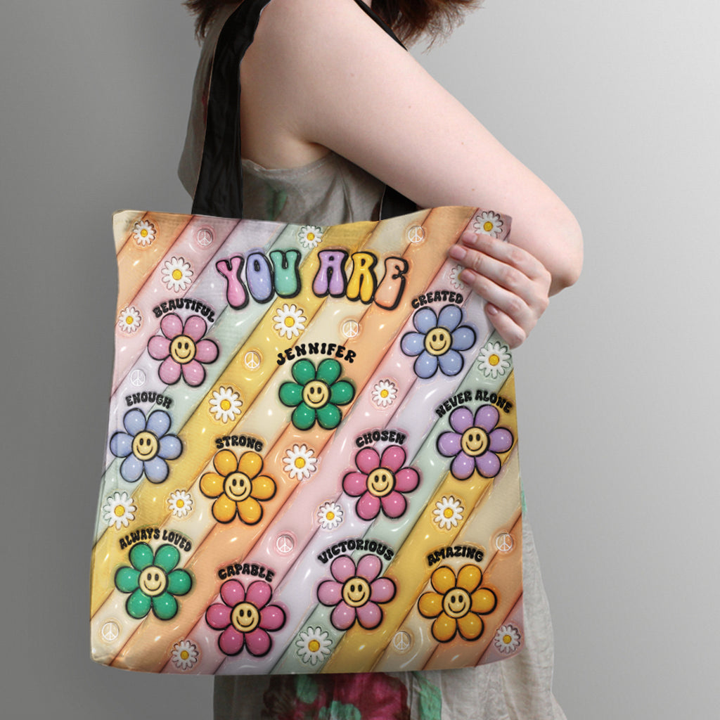 You Are Beautiful Strong Victorious Enough - Personalized Hippie Tote Bag
