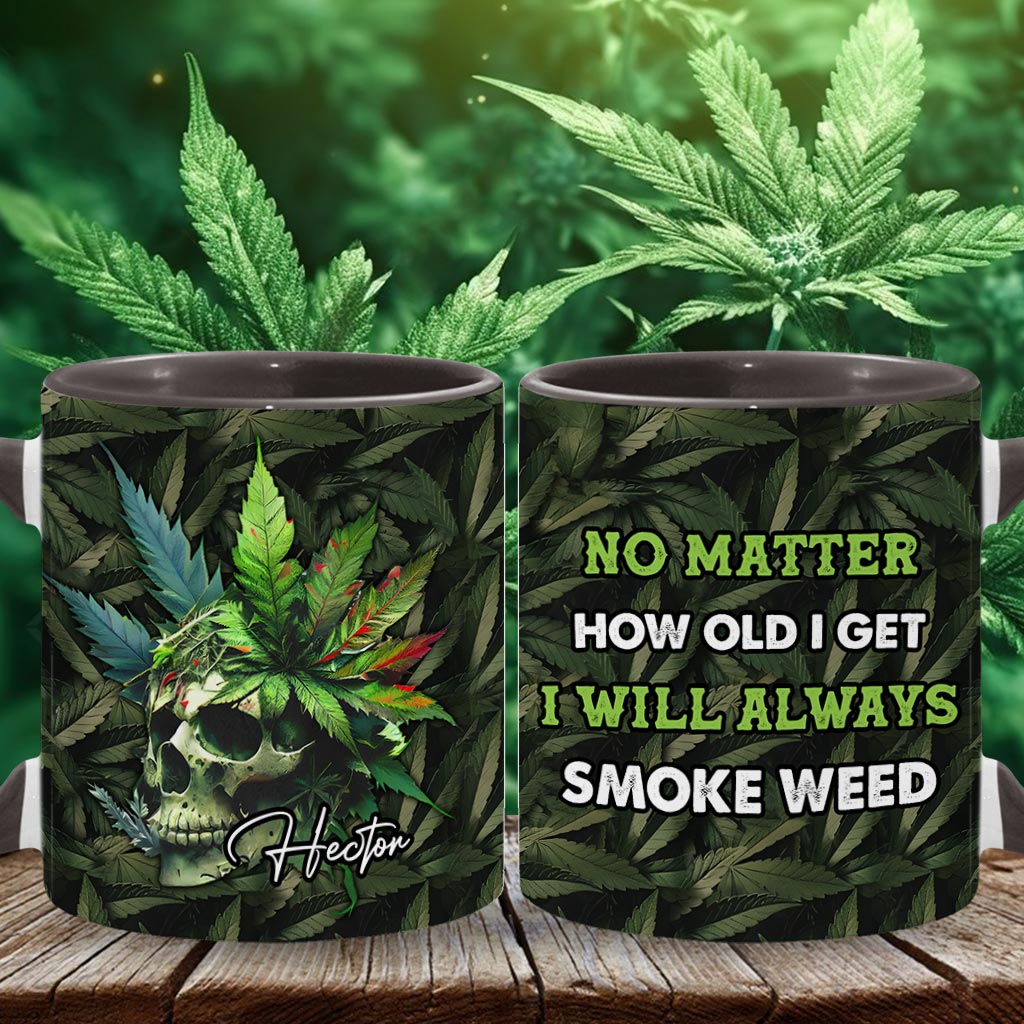 Skull Green Leaf - Personalized Weed Accent Mug