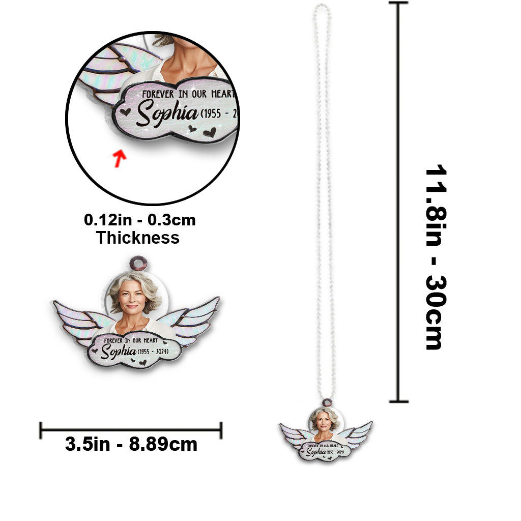 Für immer in unserem Herzen – Personalisierter, transparenter Autoanhänger zur Erinnerung