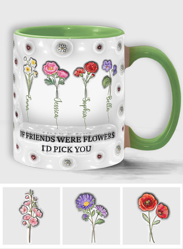 Birth Month Flowers Besties - Personalized Bestie Accent Mug