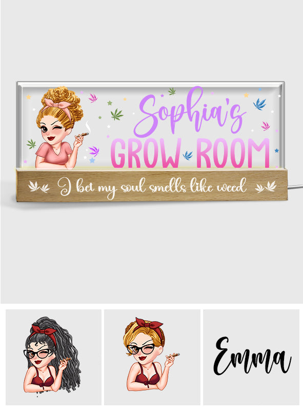 Grow-Room-Plakette – Personalisierte LED-Nachtleuchte für Cannabis