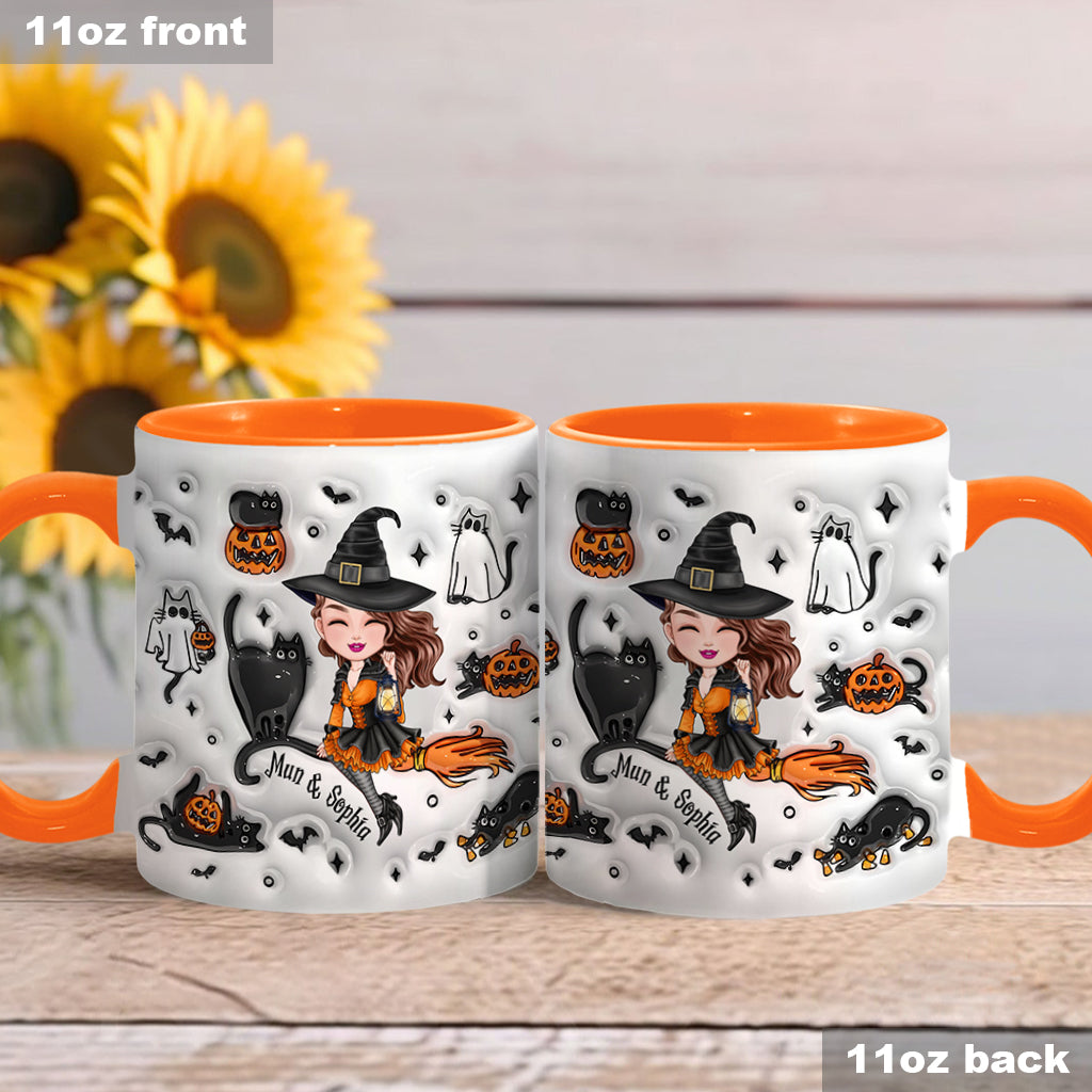 Cute Witch Halloween Ghost Boo Cat - Personalized Witch Accent Mug