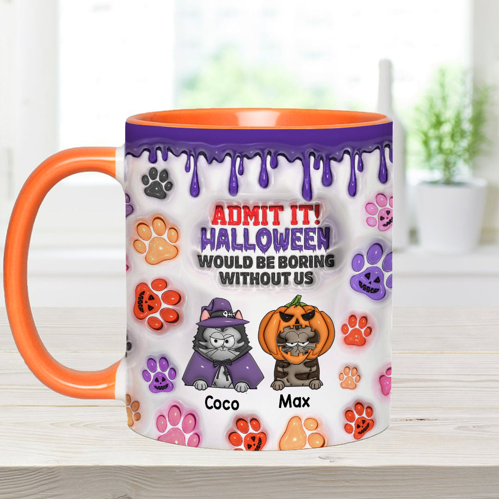 Halloween wäre ohne mich langweilig – personalisierte Tasse mit Katzenmotiv