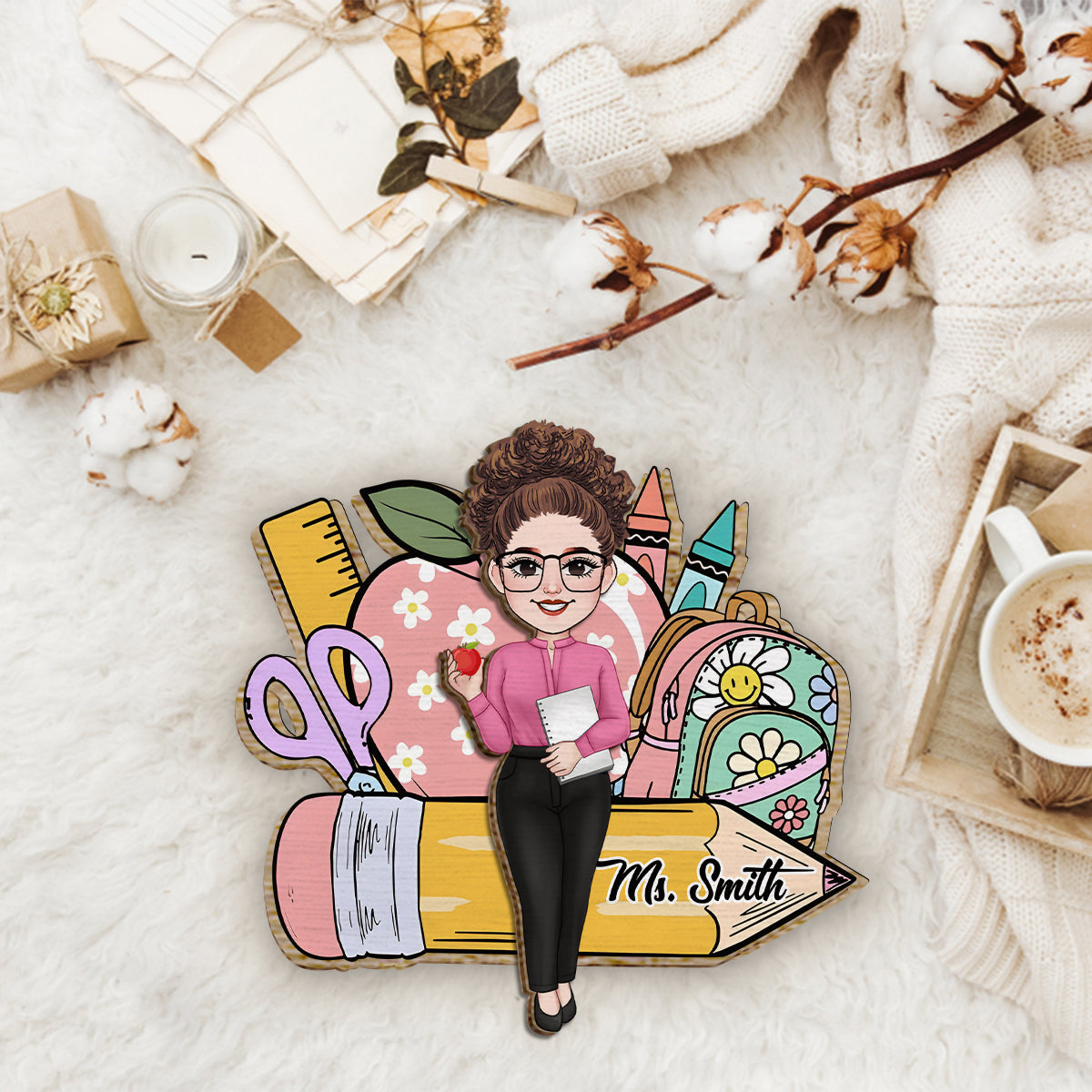 Willkommen im Klassenzimmer – Personalisiertes Lehrerschild aus 2-lagigem Holz / Holzplakette