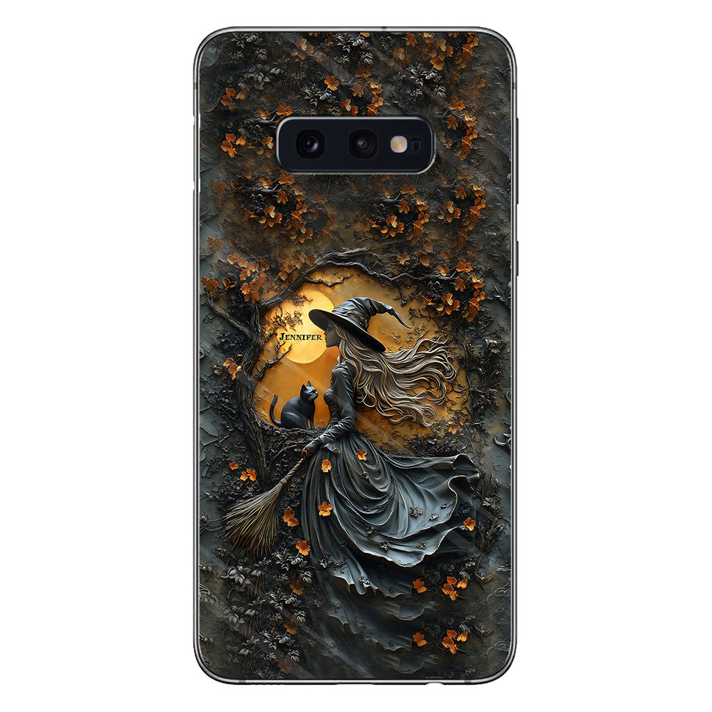 Wunderschöne Hexe & ihre schwarze Katze – personalisierte Hexen-Handyhülle