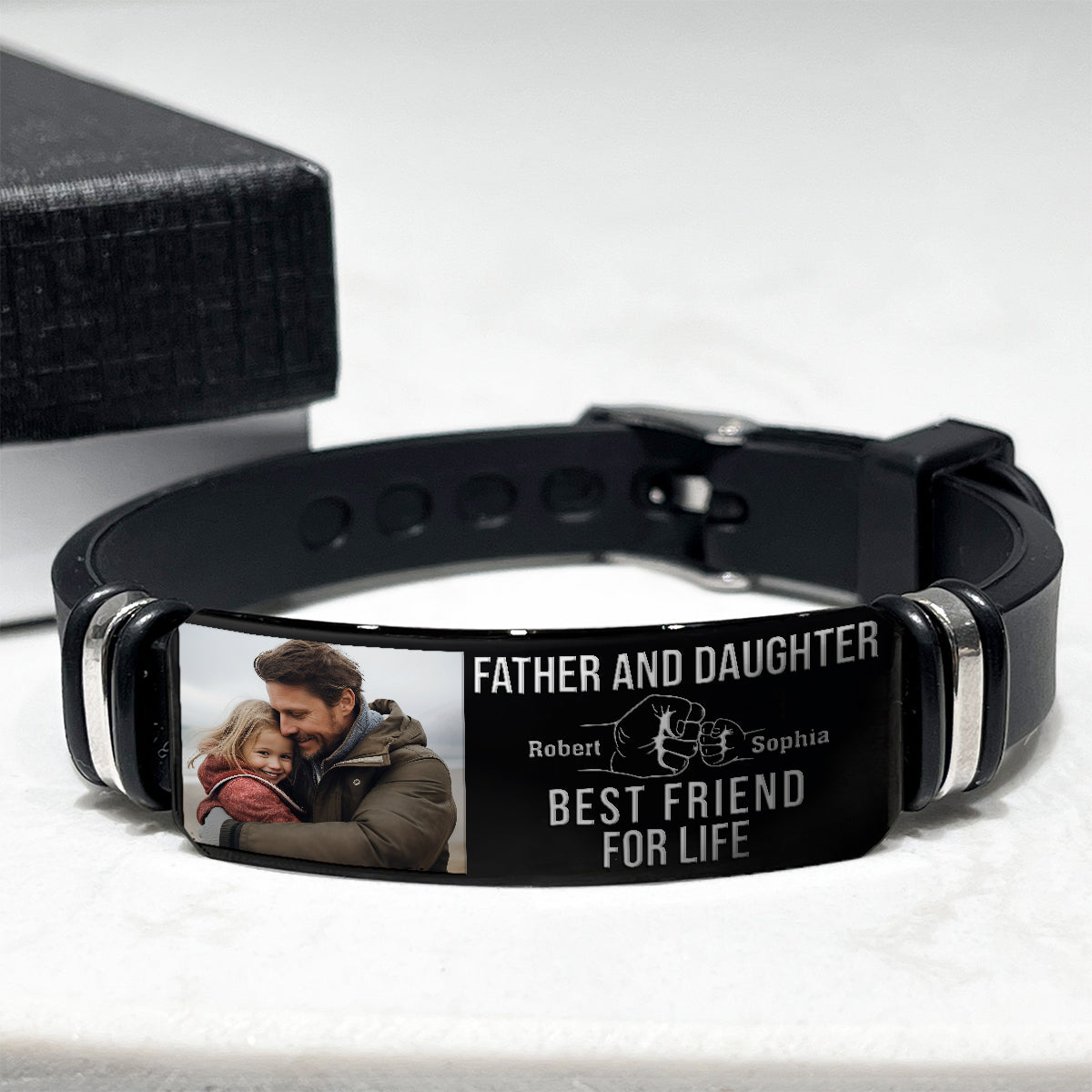 Vater & Tochter – Sohn, bester Freund fürs Leben – personalisiertes Armband mit Gravur für den Vater