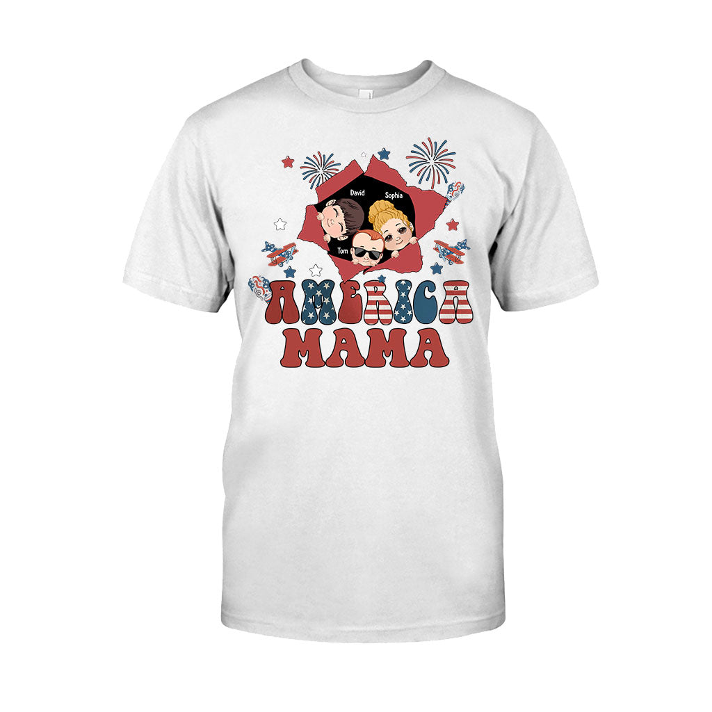 Amerikanische Mama – Beliebiger Titel, Vintage-Retro-Stil – Personalisiertes Mutter-T-Shirt und Hoodie