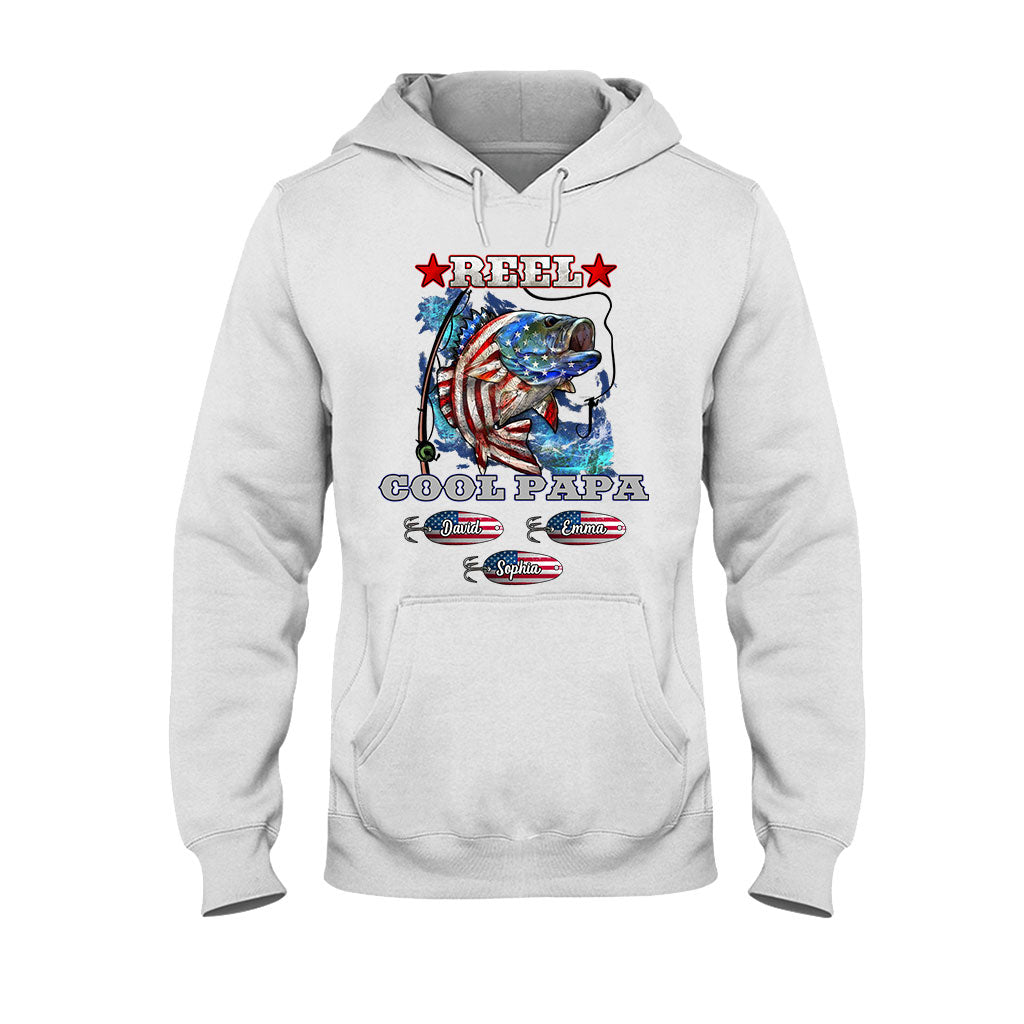 Reel Cool Papa Dad Uncle - Personalisiertes Angel-T-Shirt und Hoodie