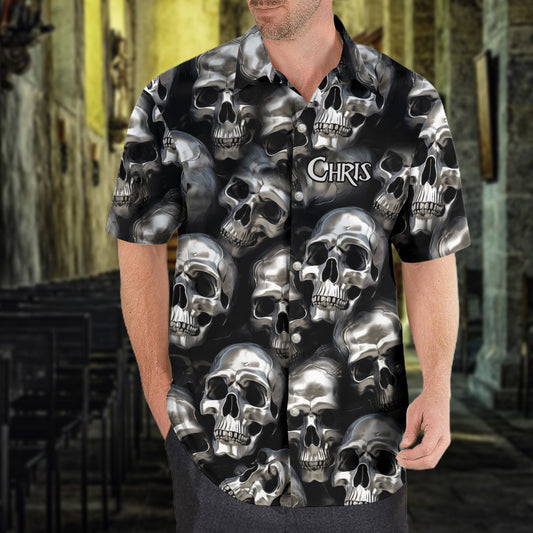 3D Metallic Skulls - Personalized Skull Hawaiian Shirt