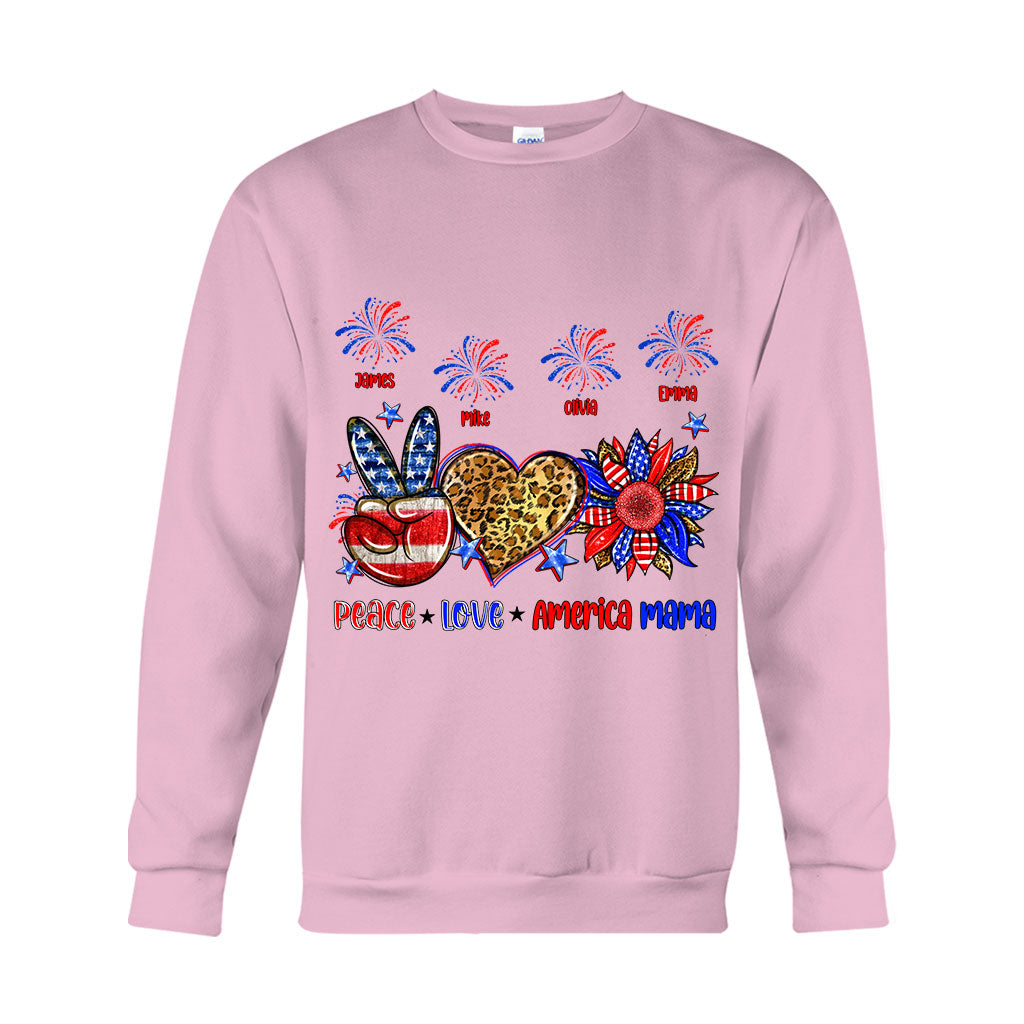 Frieden, Liebe, amerikanische Oma, Mama – personalisiertes Mutter-T-Shirt und Hoodie