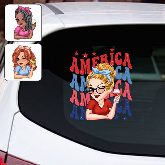 American Girly - Personalized Independence Day/ 4th of July Decal Full