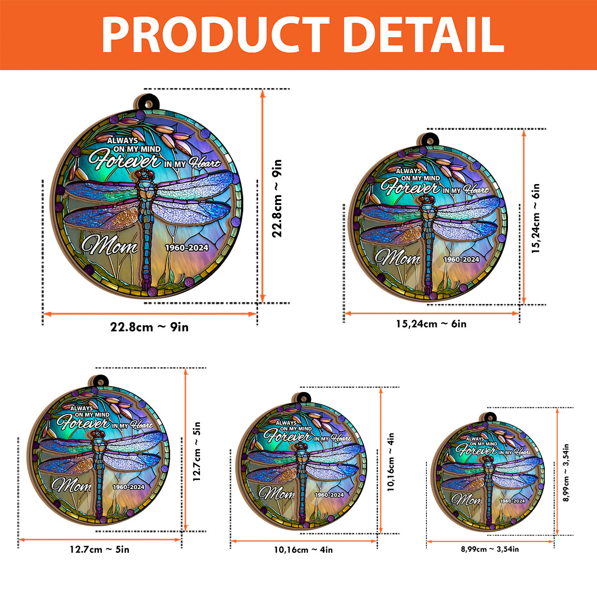 Immer in meinen Gedanken, für immer in meinem Herzen – Personalisierter Gedenk-Fensterhänger mit zwei Lagen