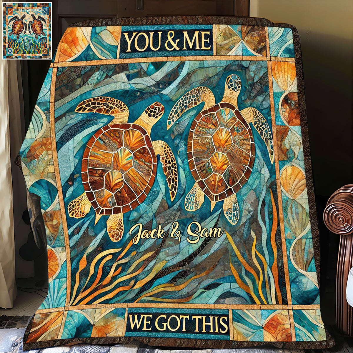 You & Me, We Got This - Personalized Turtle Blanket