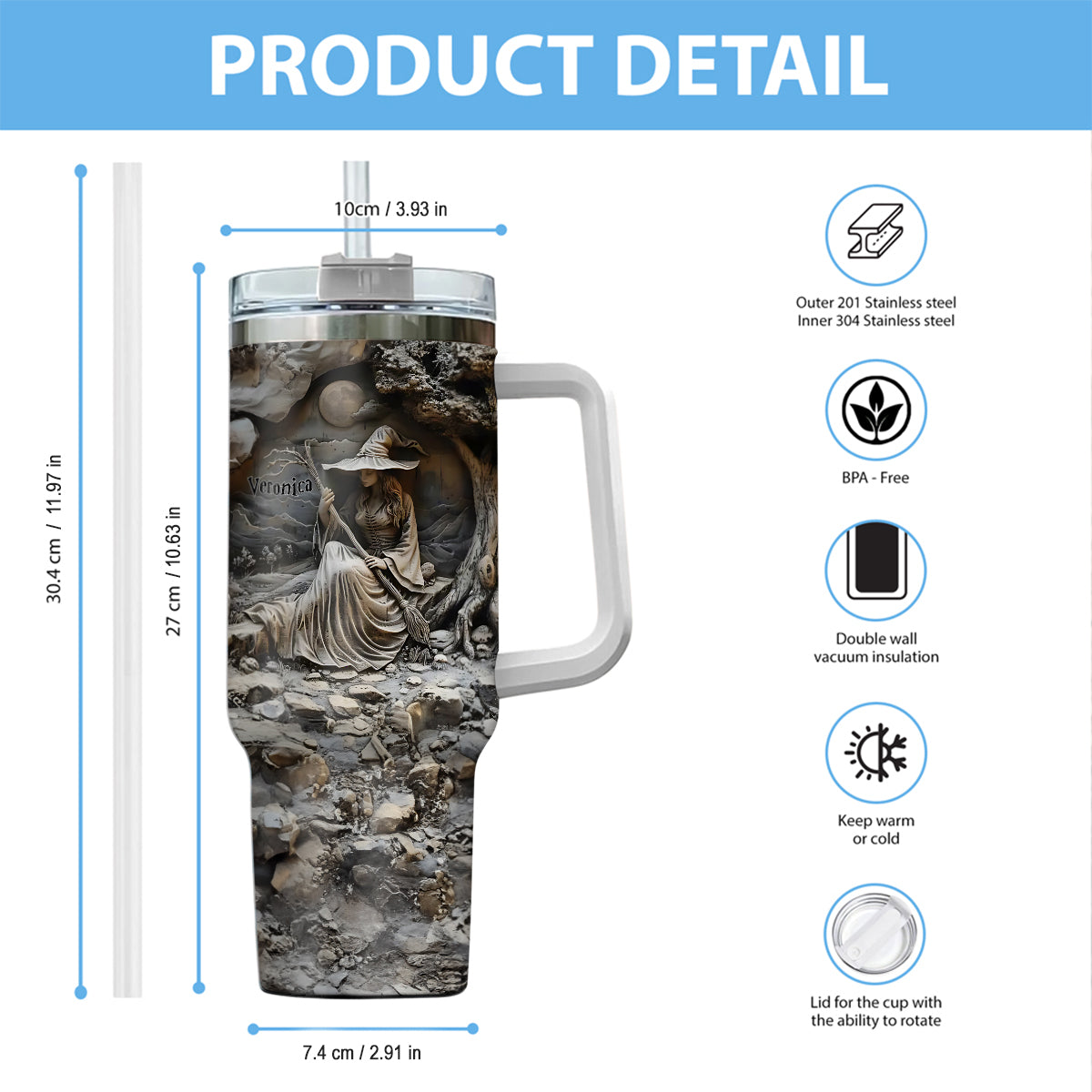 Wunderschöne Hexe – personalisierter Hexenbecher mit Henkel