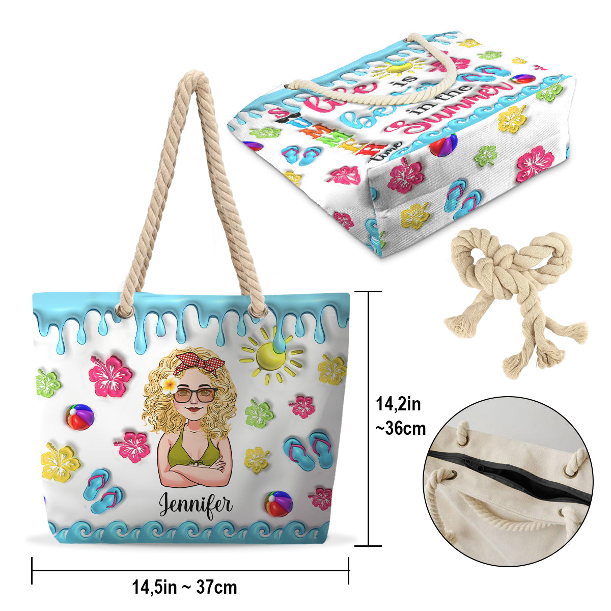 Das Leben ist schöner im Sommer – Personalisierte Strandtasche für Meeresliebhaber