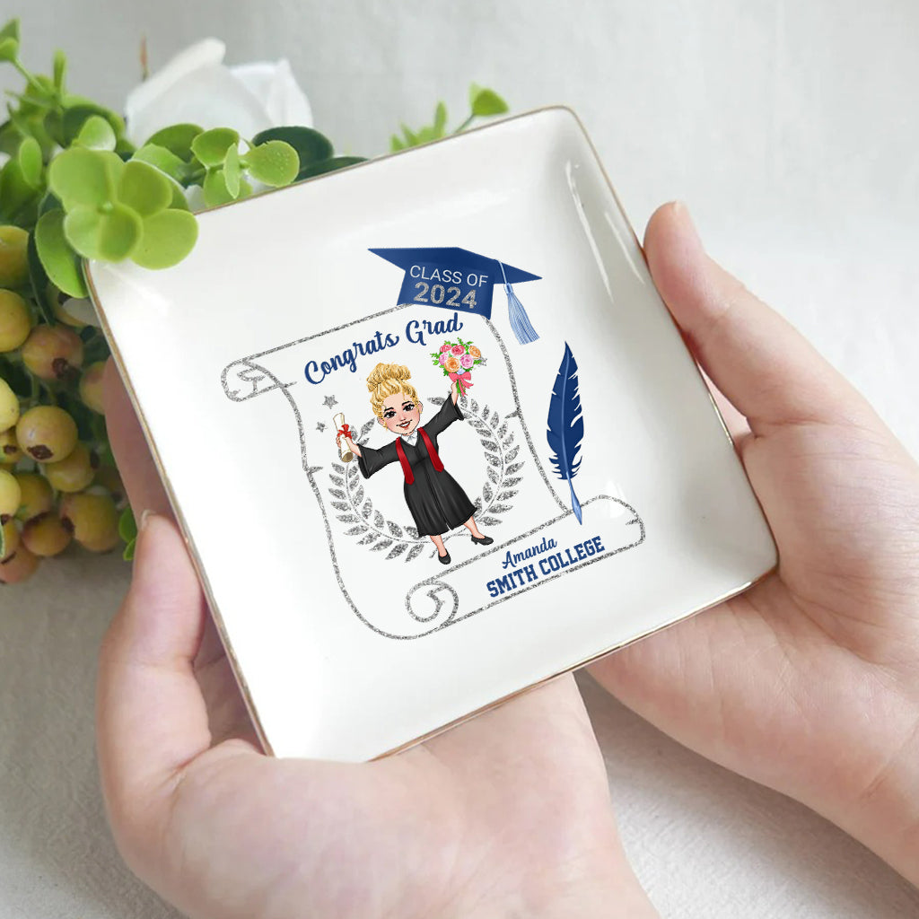 Class of 2024 Graduation Gift for Daughter Granddaughter - Personalized Graduation Jewelry Dish