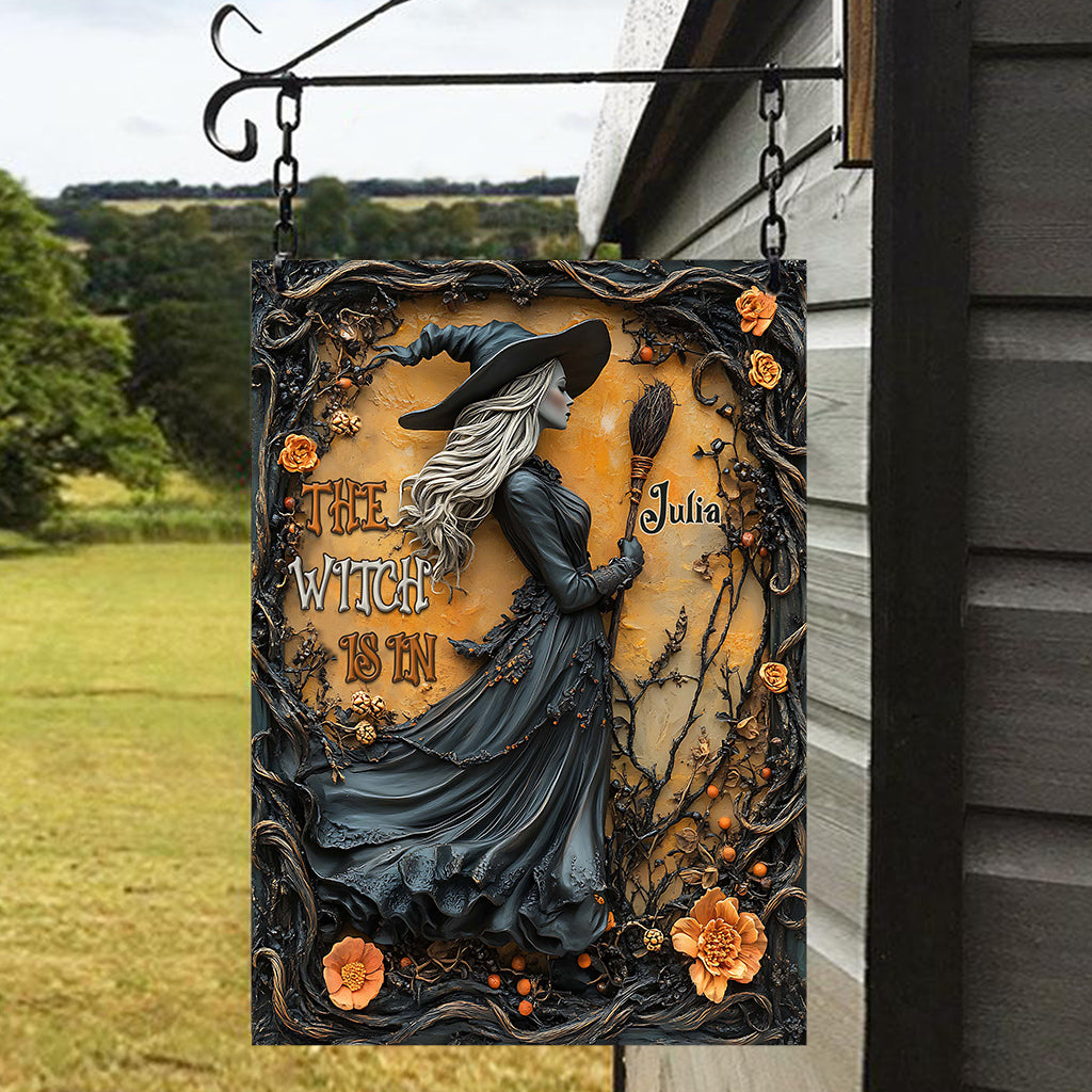 The Witch Is In - Personalized Witch Rectangle Metal Sign