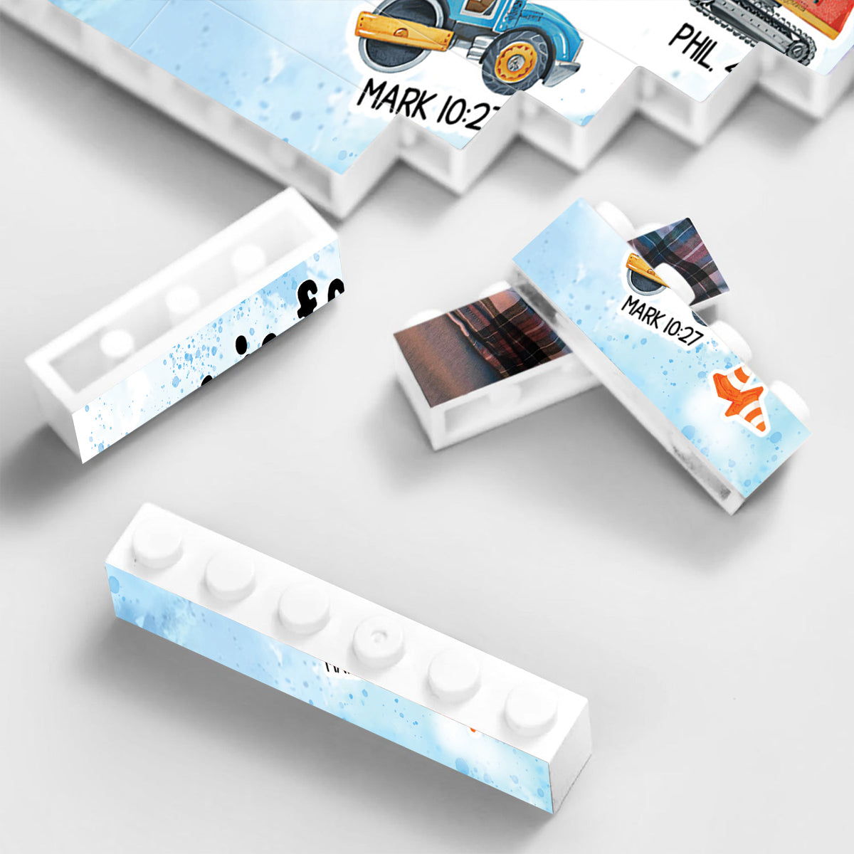 Ich bin mutig, ich bin geliebt – Personalisierte einseitige, horizontale rechteckige Bausteine ​​für Kinder