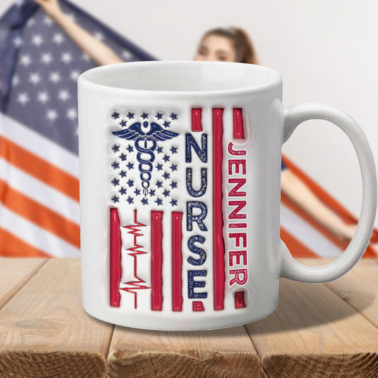 Krankenschwester-Tasse zum patriotischen 4. Juli – Personalisierte Tasse für Krankenschwestern