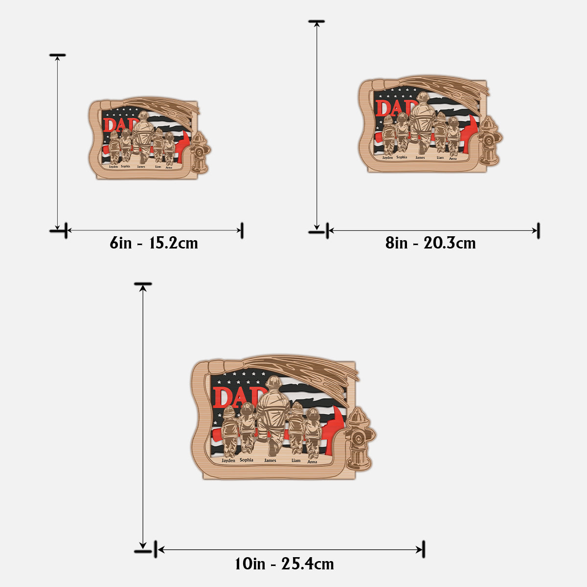 Daddy's Team – Personalisiertes zweilagiges Holzschild „Vater“ / Holzplakette