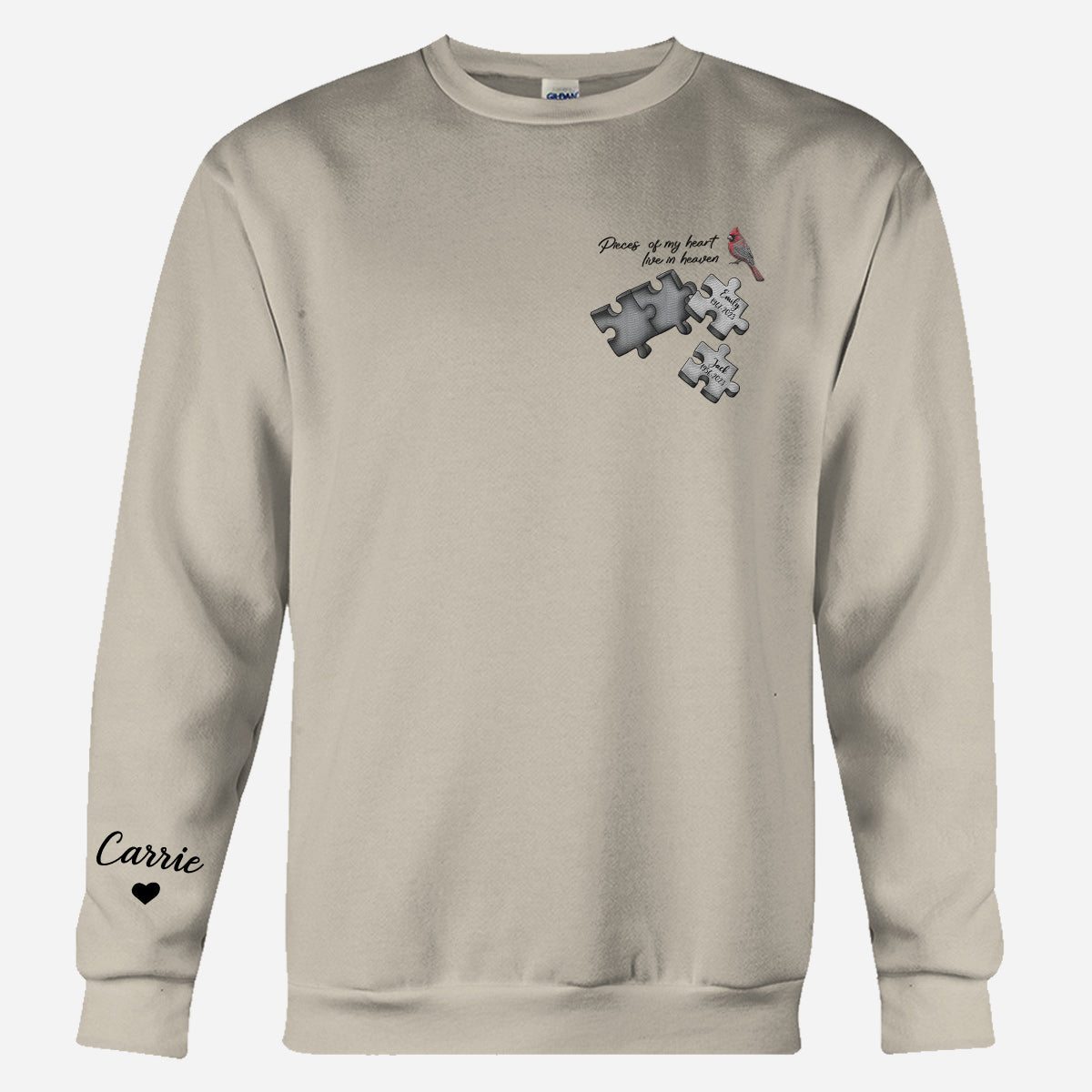 Gedenkpullover mit Schmetterling, Libelle, Himmelsfeder – personalisierter Gedenkpullover mit Stickerei