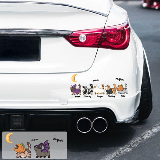 Fröhliches Halloween – Personalisierter Katzenaufkleber (gestanzt)