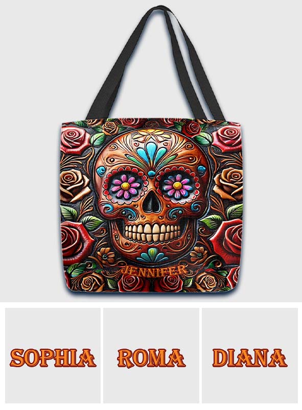 Rosen und Totenkopf – Personalisierte Totenkopf-Tragetasche