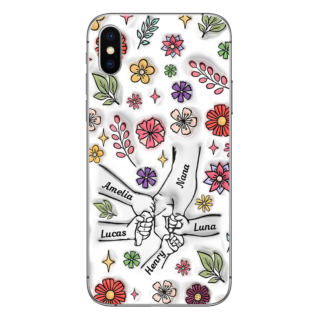 Spring Flower Holding Hands Nana Mom - Personalized Grandma Phone Case