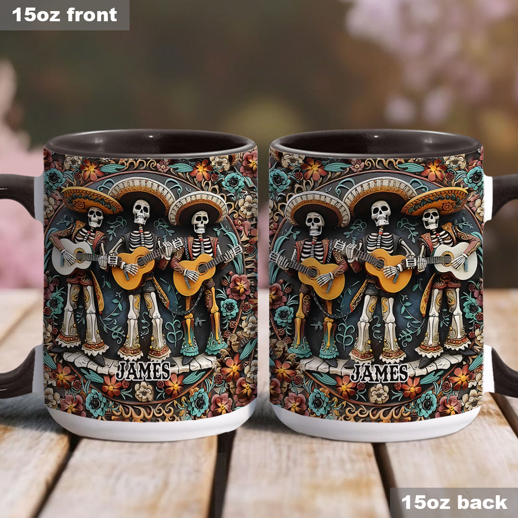 Skelett-Trio – Personalisierte Tasse mit Totenkopf-Akzent