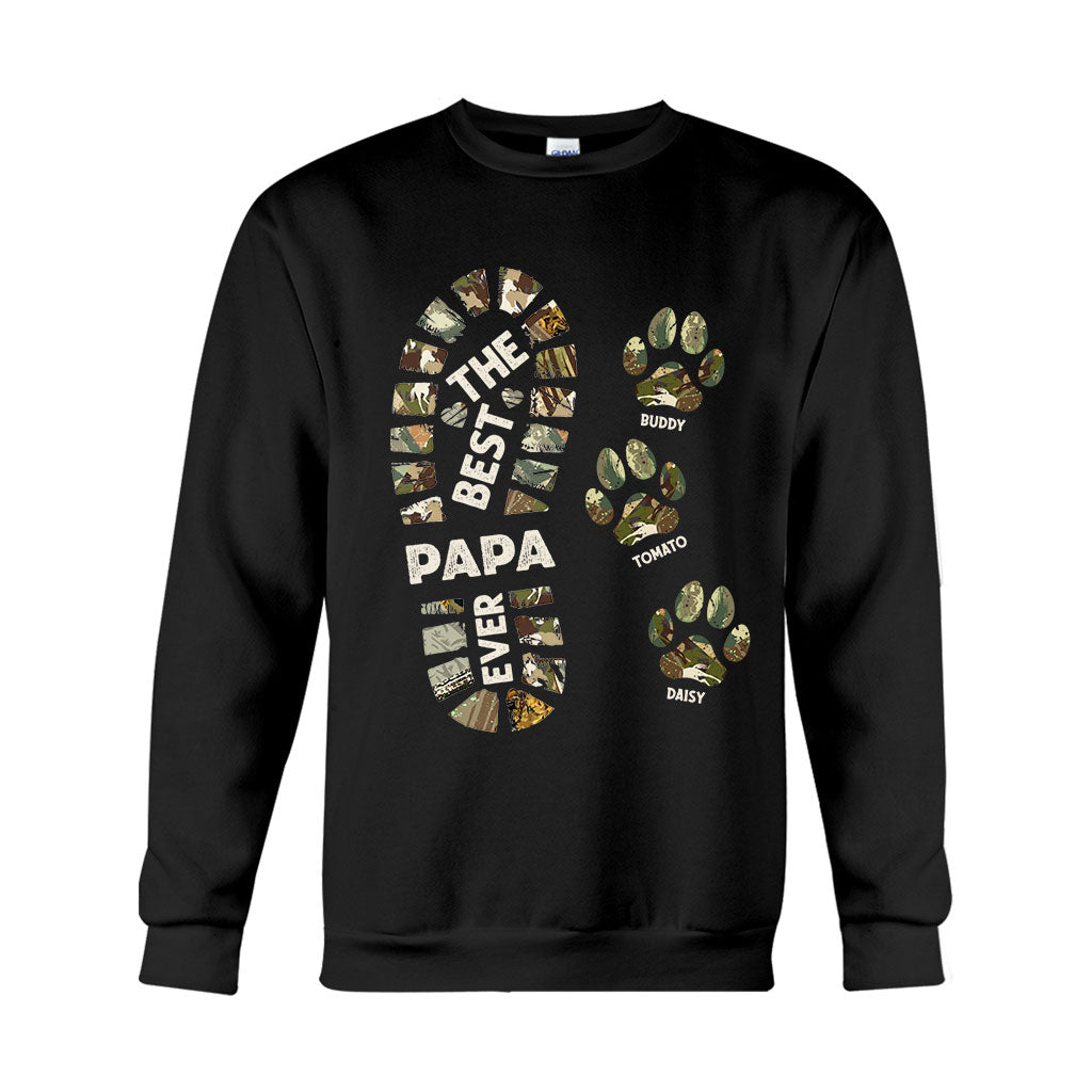 Papa-Pfotenabdrücke – Personalisiertes Vater-T-Shirt und Hoodie