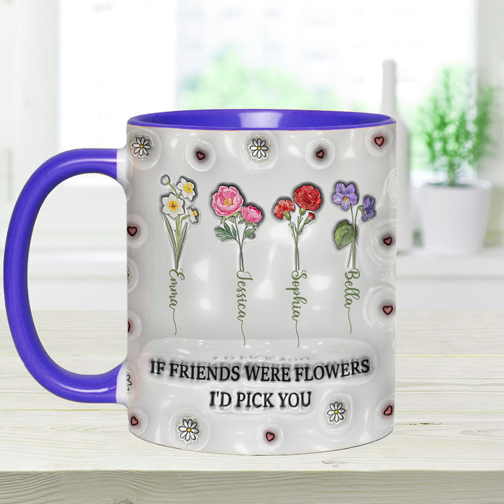 Birth Month Flowers Besties - Personalized Bestie Accent Mug