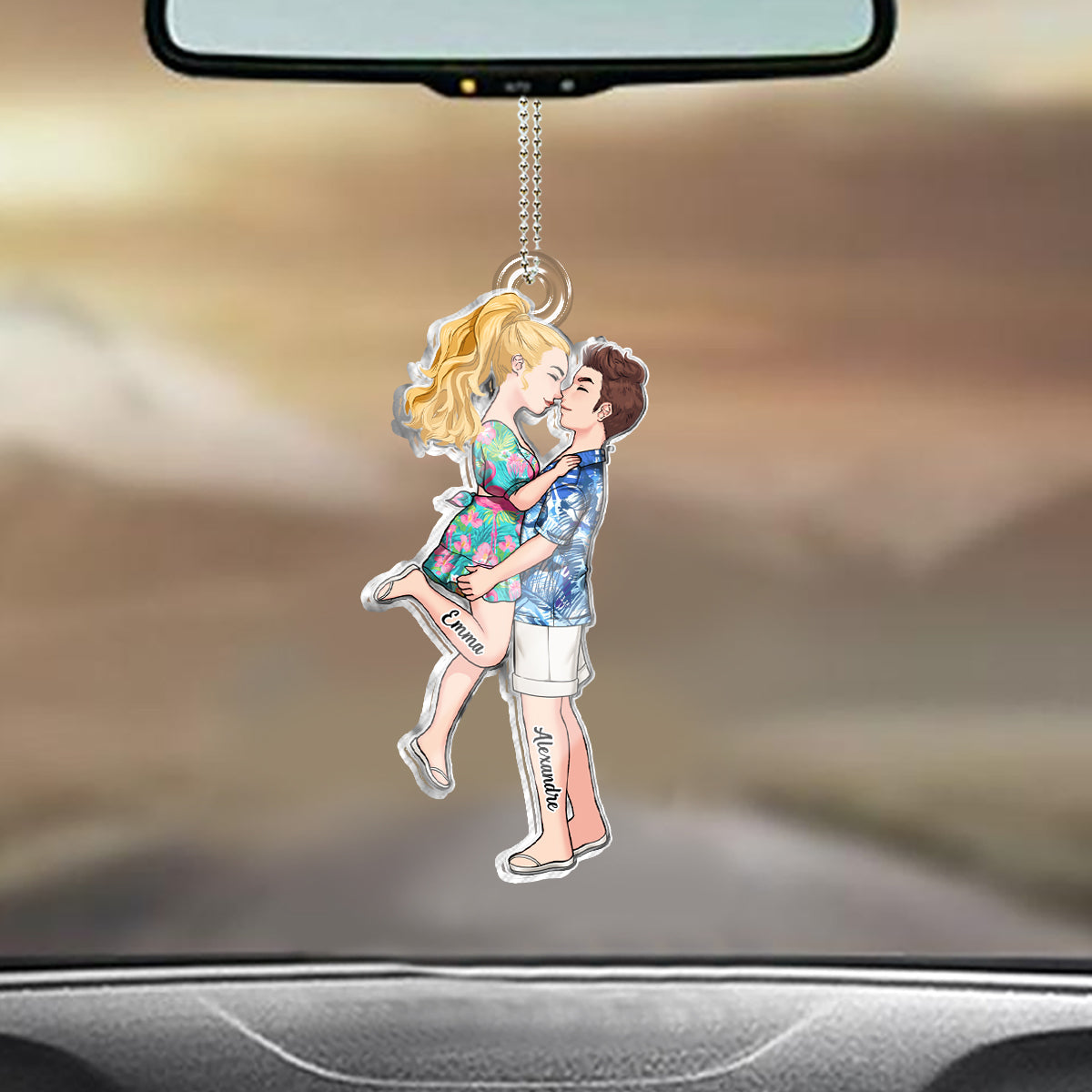 Drive Safe I Love You - Personalized Couple Custom Shaped Car Ornament
