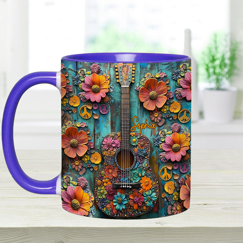 Vintage-Hippie-Gitarre – Personalisierter Hippie-Akzentbecher