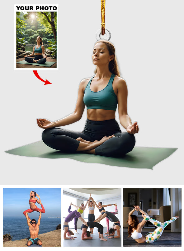 Individuell gestalteter Schmuck mit Foto – Personalisierter Yoga-Anhänger in Sonderform