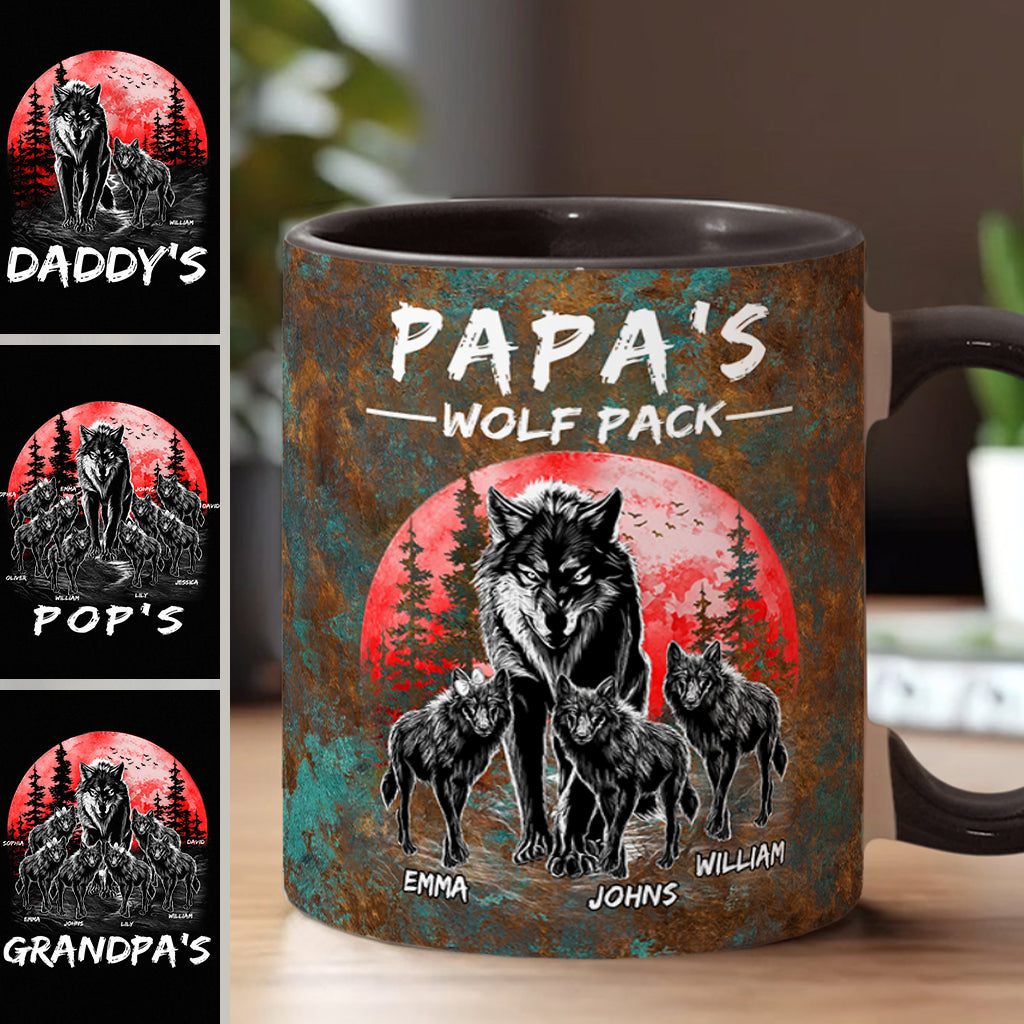 Opas Wolfsrudel – Personalisierte Tasse mit Vater-Akzent